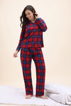 Zivame Checkered Charm Flannel Pyjama Set - High Risk Red — thumbnail 2